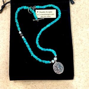 NWT! Stunning designer SS and turquoise necklace!